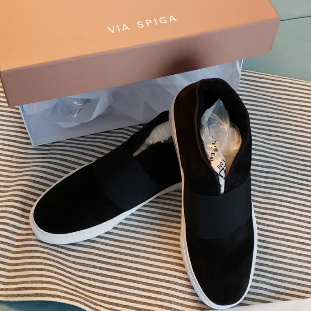 Via spiga flats, black